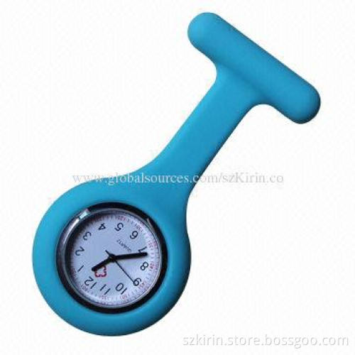 Nurse watch with metal alloy case and silicone band, Japan movement, water-resistant